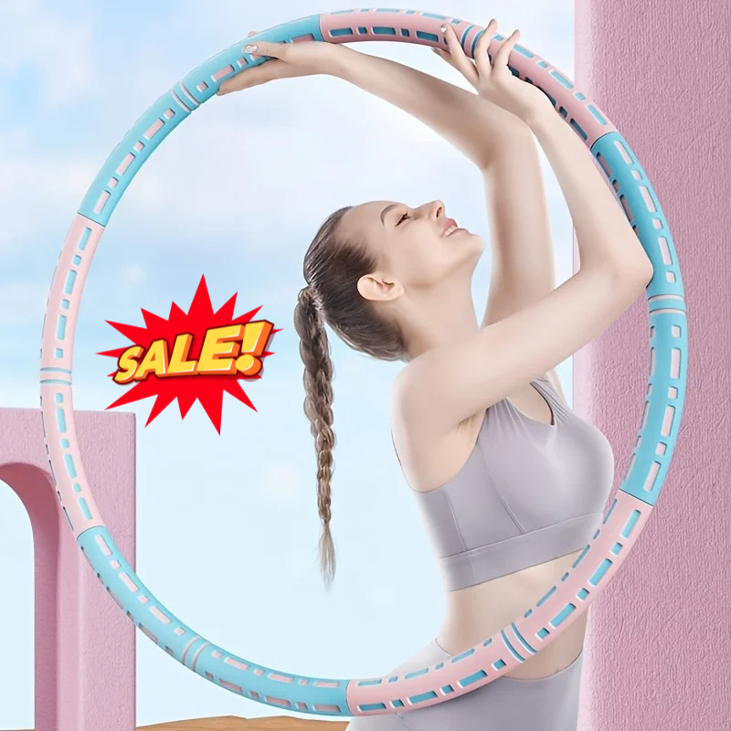 Fitness Hula Hoop Reifen aus Edelstahl mit weichem Schaumstoffüberzug, abnehmbar in 6 Teilen, ideal für Bauch- und Ausdauertraining bei Frauen