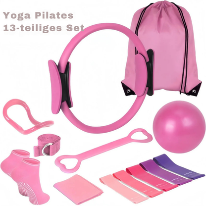 Komplettes 13-teiliges Pilates-Set – für Yoga, Pilates, Stretching und allgemeine Körperstraffung, ideal für Anfänger und Fortgeschrittene.