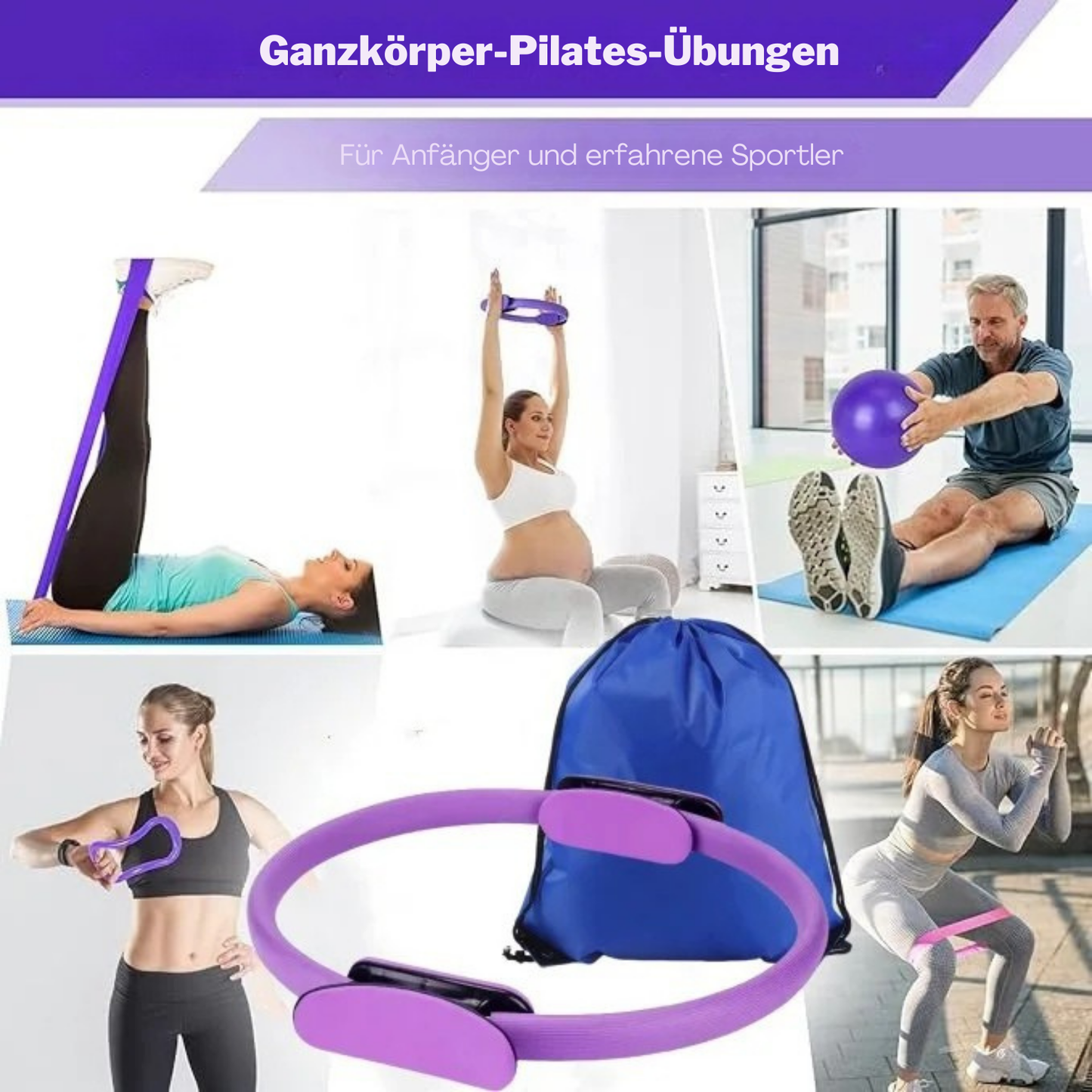 Komplettes 13-teiliges Pilates-Set – für Yoga, Pilates, Stretching und allgemeine Körperstraffung, ideal für Anfänger und Fortgeschrittene.