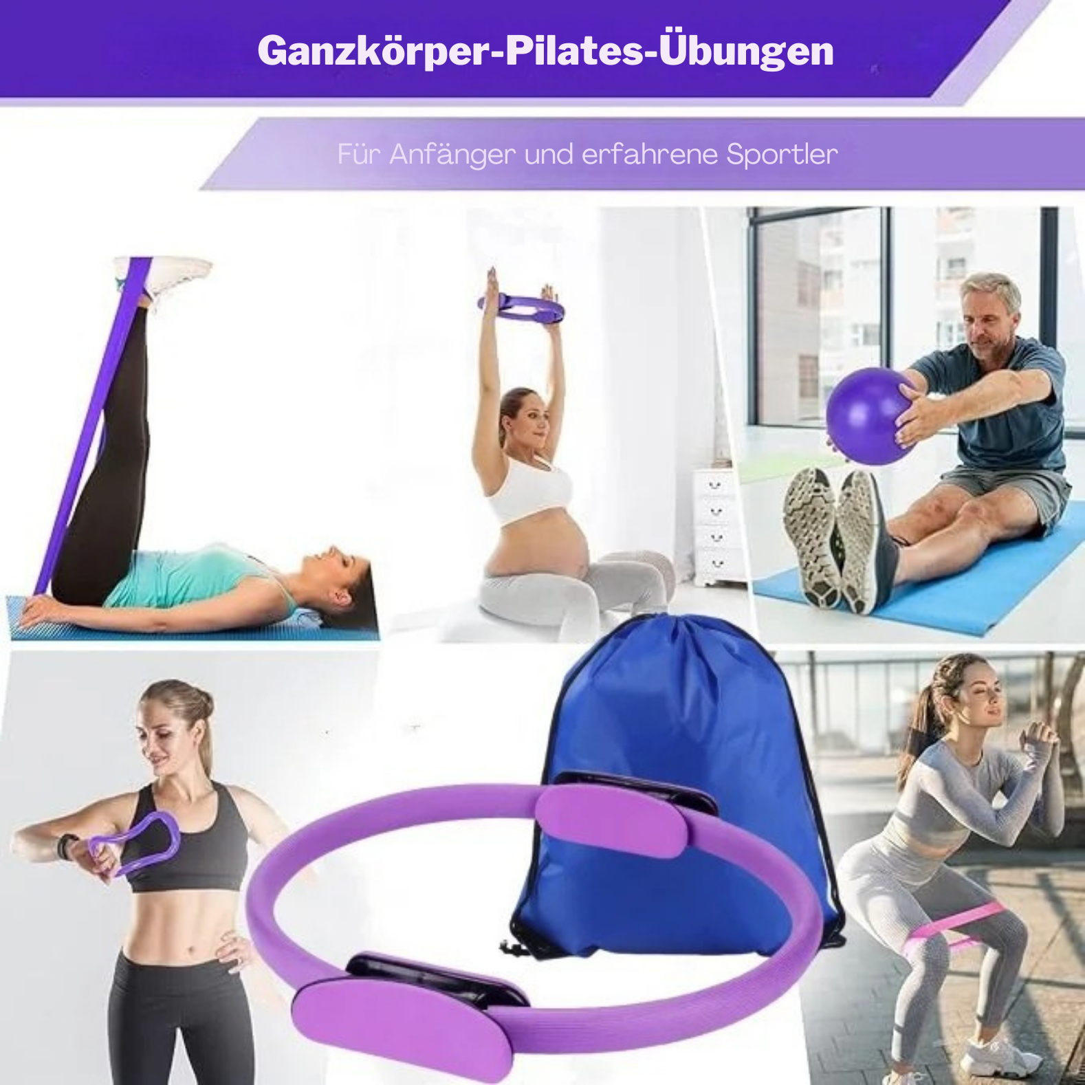 Komplettes 13-teiliges Pilates-Set – für Yoga, Pilates, Stretching und allgemeine Körperstraffung, ideal für Anfänger und Fortgeschrittene.