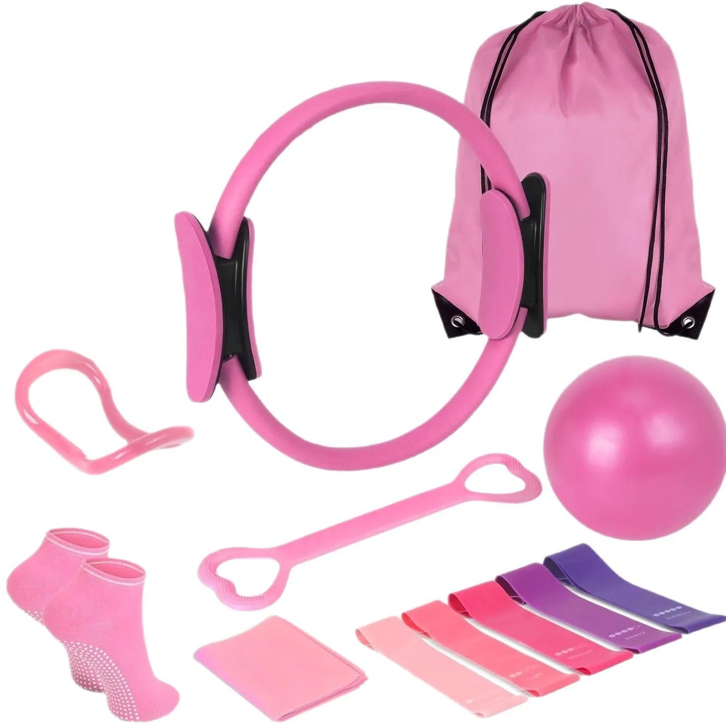 Komplettes 13-teiliges Pilates-Set – für Yoga, Pilates, Stretching und allgemeine Körperstraffung, ideal für Anfänger und Fortgeschrittene.