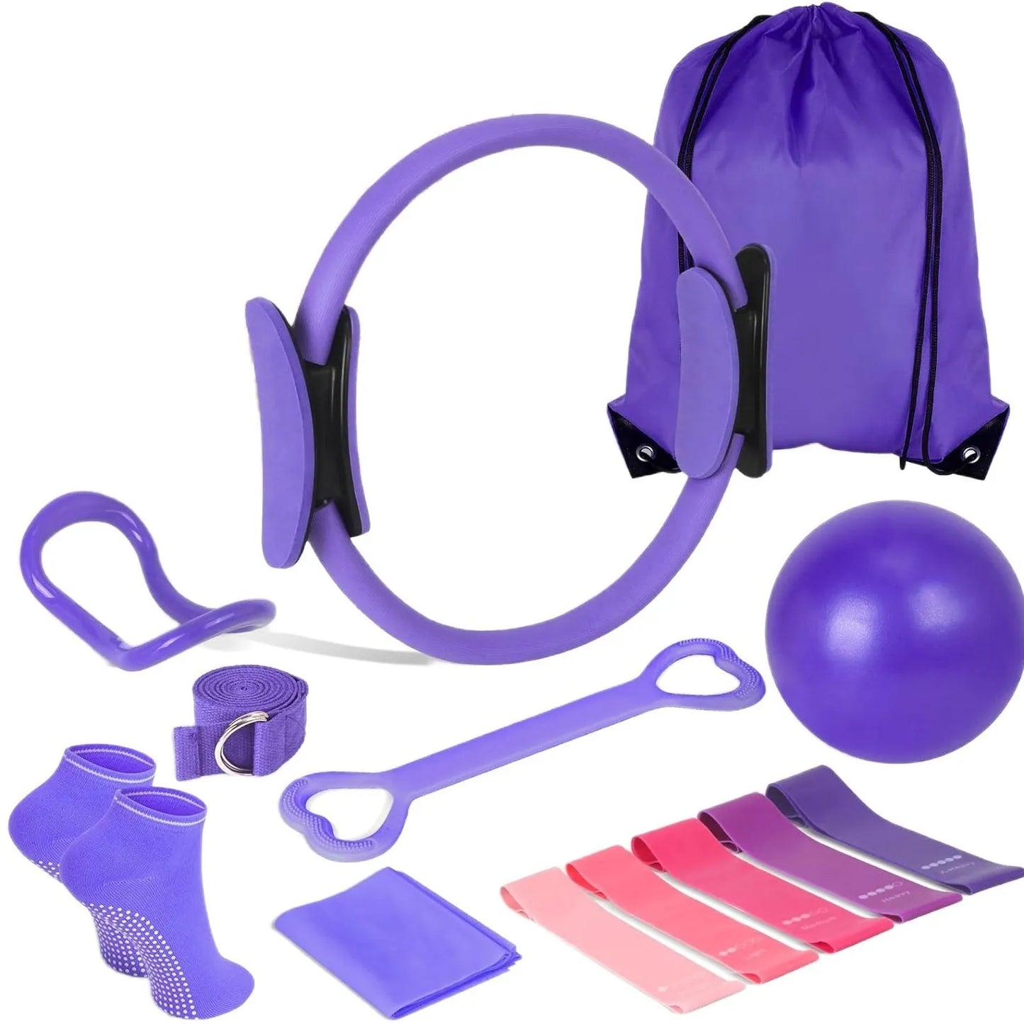 Komplettes 13-teiliges Pilates-Set – für Yoga, Pilates, Stretching und allgemeine Körperstraffung, ideal für Anfänger und Fortgeschrittene.